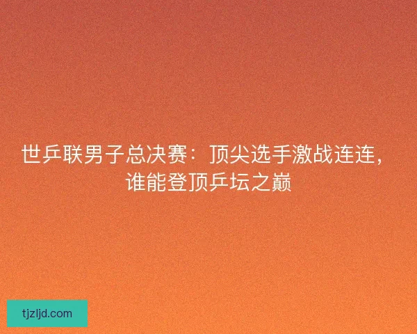 世乒联男子总决赛:顶尖选手激战连连,谁能登顶乒坛之巅 世乒联男子总决赛:顶尖选手激战连连,谁能登顶乒坛之巅