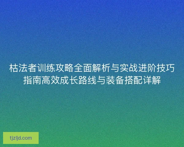 枯法者训练攻略全面解析与实战进阶技巧指南高效成长路线与装备搭配详解