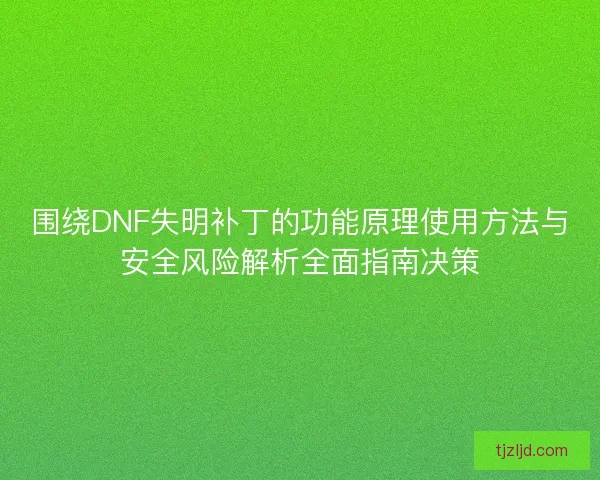 围绕DNF失明补丁的功能原理使用方法与安全风险解析全面指南决策