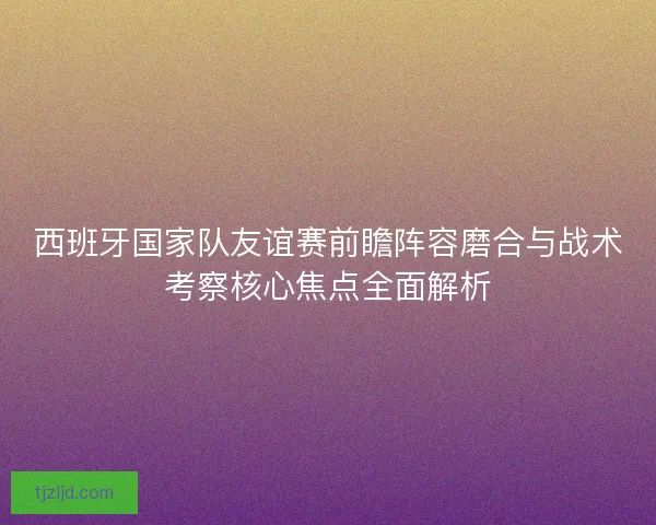 西班牙国家队友谊赛前瞻阵容磨合与战术考察核心焦点全面解析 西班牙国家队友谊赛前瞻阵容磨合与战术考察核心焦点全面解析