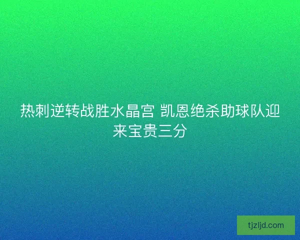 热刺逆转战胜水晶宫 凯恩绝杀助球队迎来宝贵三分 热刺逆转战胜水晶宫 凯恩绝杀助球队迎来宝贵三分